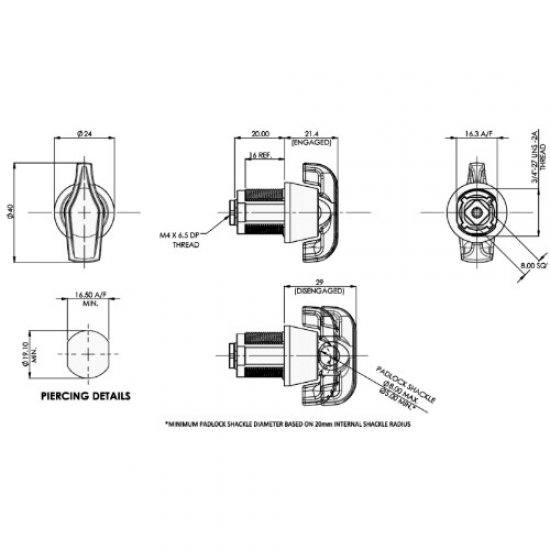 L&F 5720 PushToTurn 20mm Latch Lock